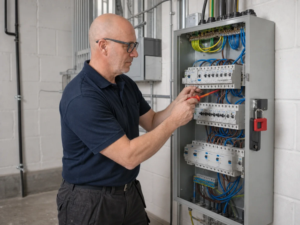 MCI Electrical electrician replacing a commercial distribution board by MCI Electrical
