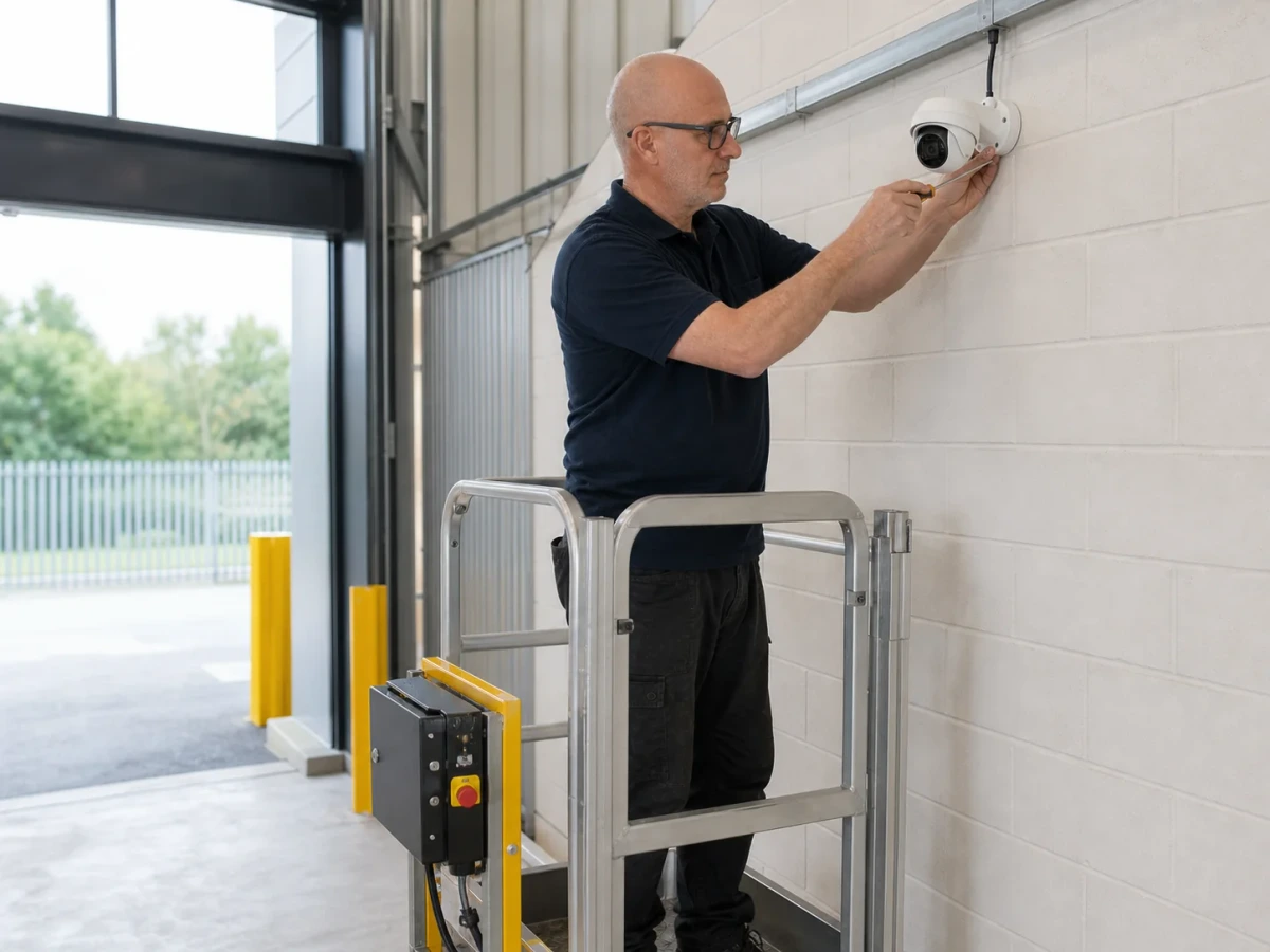 MCI Electrical electrician installing CCTV in a commercial building by MCI Electrical